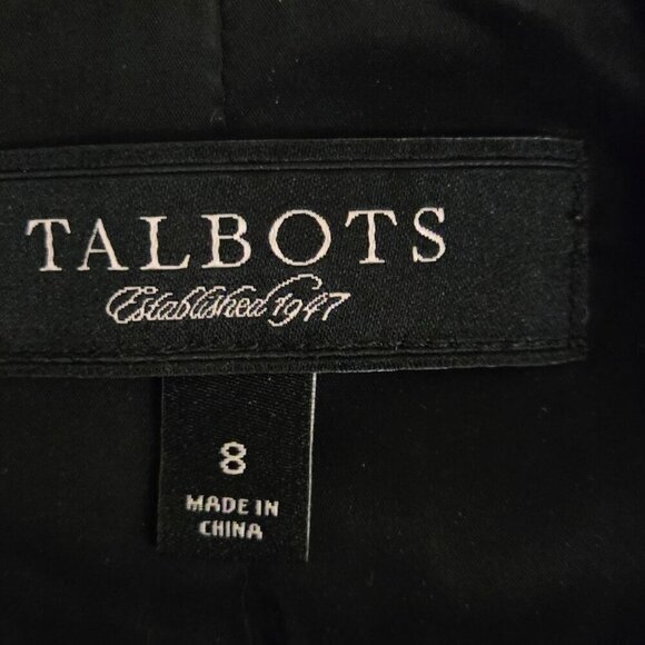 Talbots Black White Wool Blend Houndstooth Moto Style Zip Closure Jacket Size 8 - Picture 5 of 6